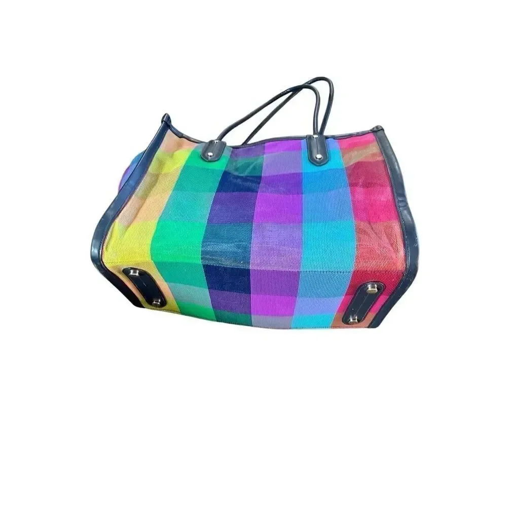 NWOT Kate Spade Ella Extra Large Rainbow Mesh Bag Tote Zip Top Embroidered Logo